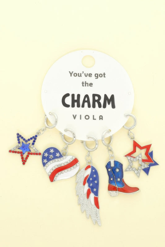 5pc Usa Theme Assorted Charm Set