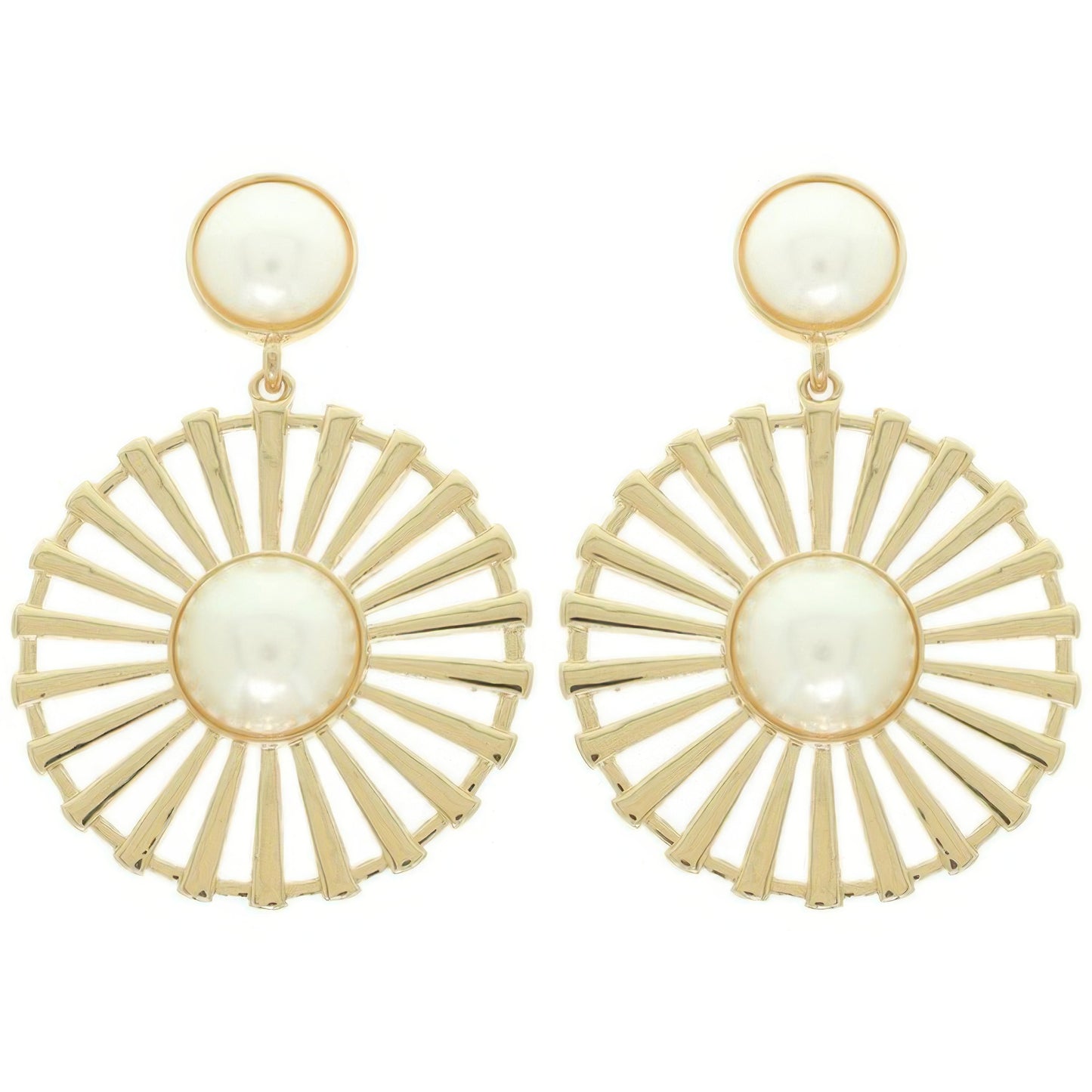 Radial Pattern Floral Pearl Earrings