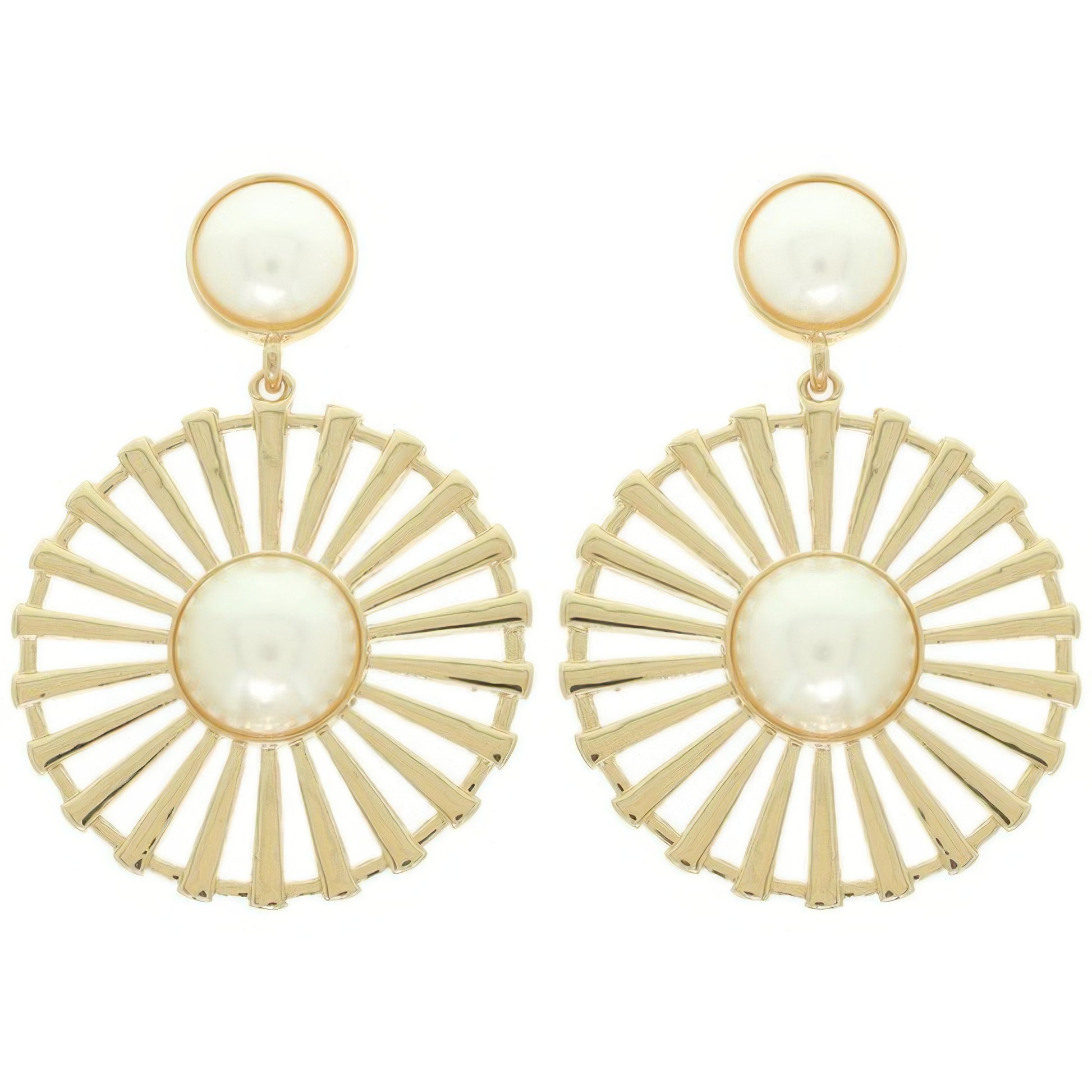 Radial Pattern Floral Pearl Earrings