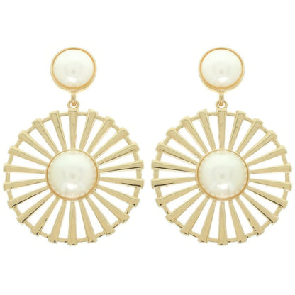 Radial Pattern Floral Pearl Earrings