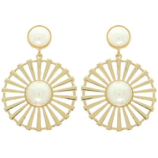 Radial Pattern Floral Pearl Earrings