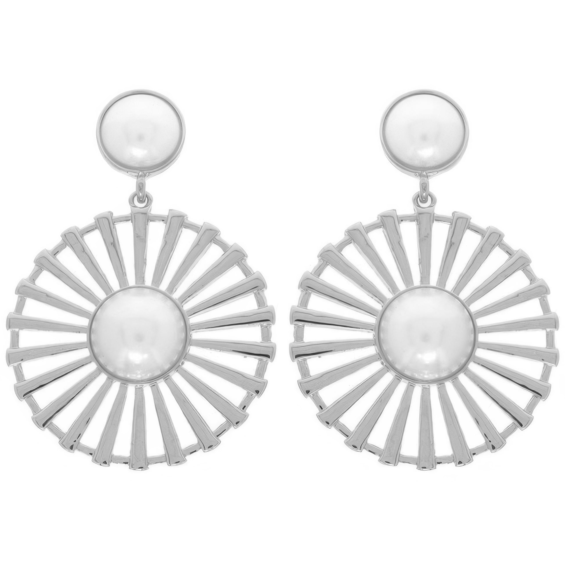 Radial Pattern Floral Pearl Earrings