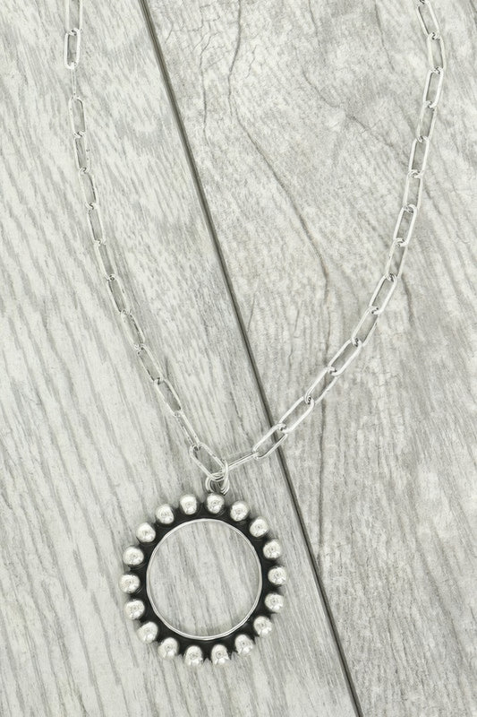 Western Circle Bubble Pendant Necklace