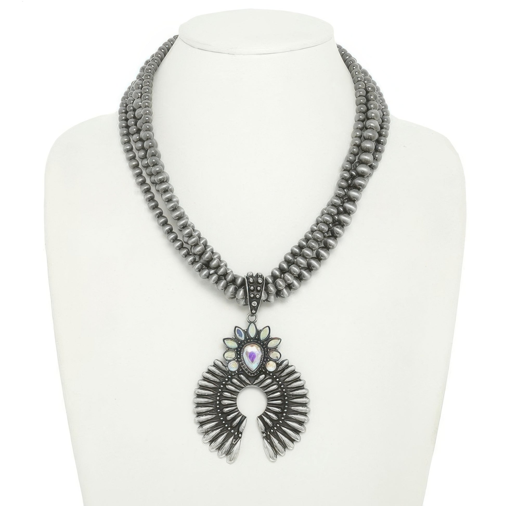 Western Multi Layer Squash Blossom Necklace