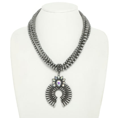 Western Multi Layer Squash Blossom Necklace