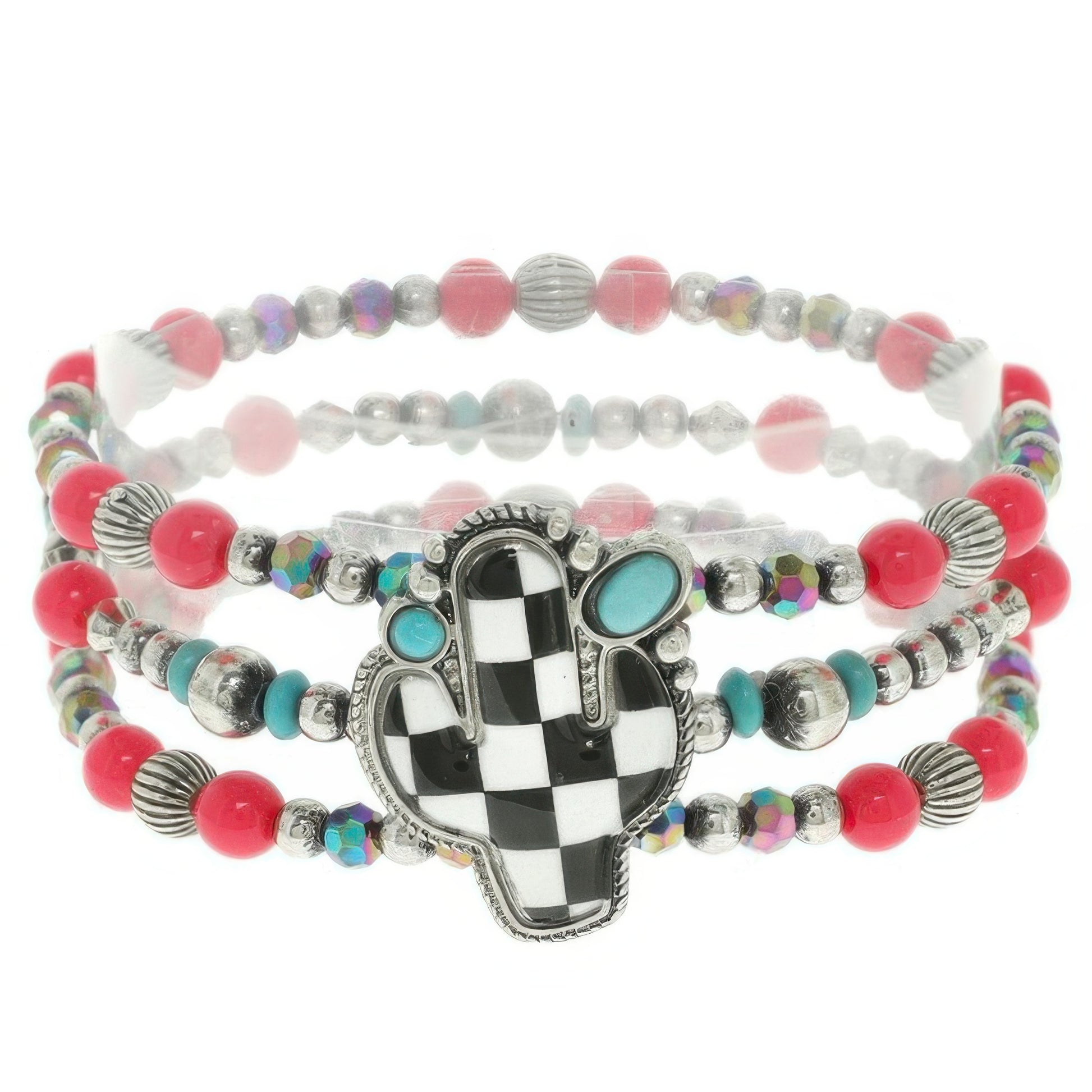 Western Cactus Beaded Stretch Bracelet