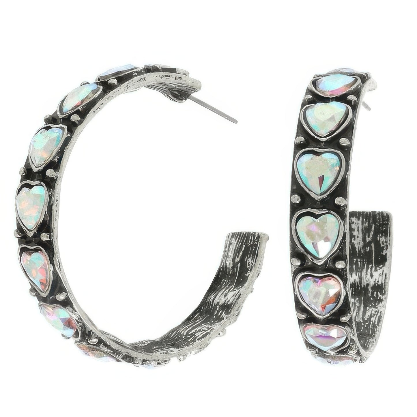 Western Heart Cut Crystal Hoop Earrings