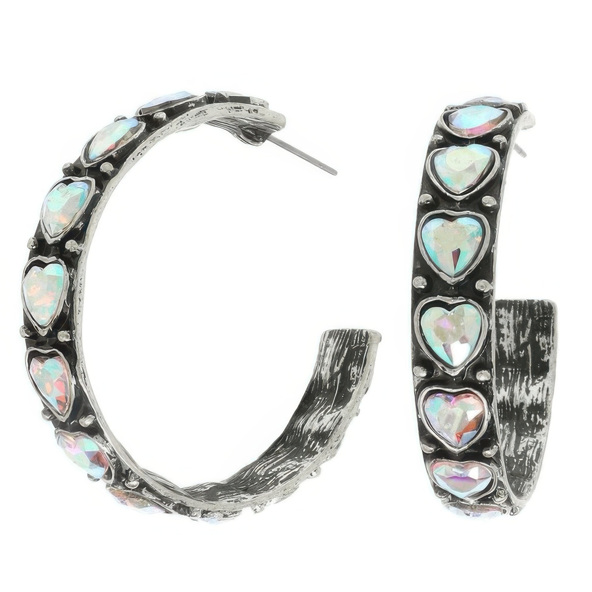 Western Heart Cut Crystal Hoop Earrings