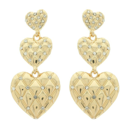 Diamond Pattern Heart Earrings