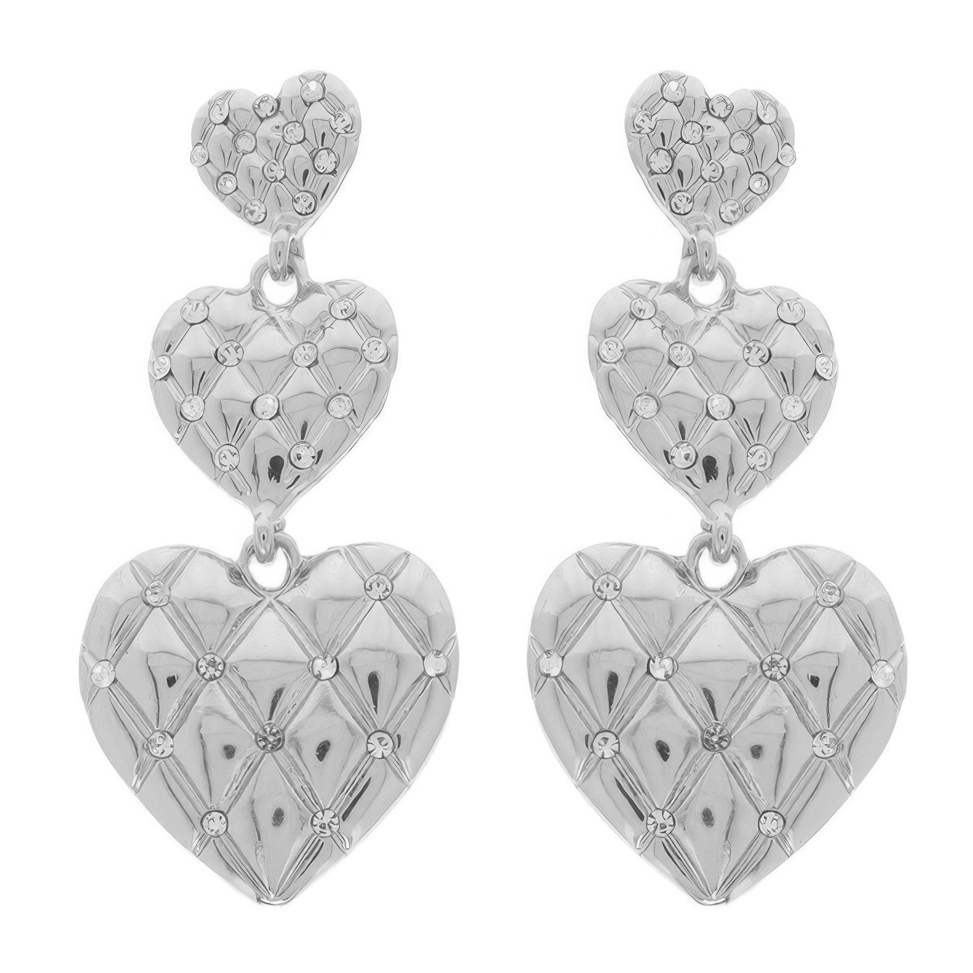 Diamond Pattern Heart Earrings