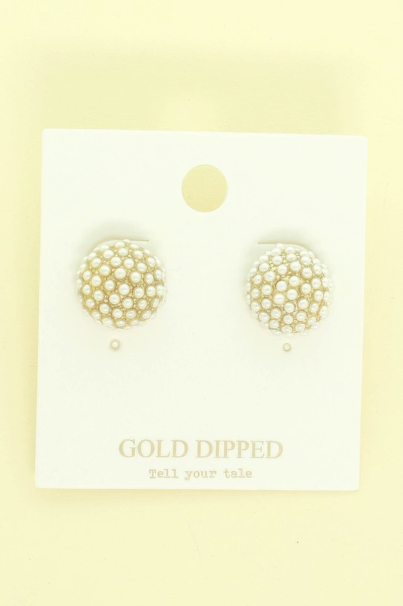Gold Plated Pearl Pave Sphere Ball Earrings