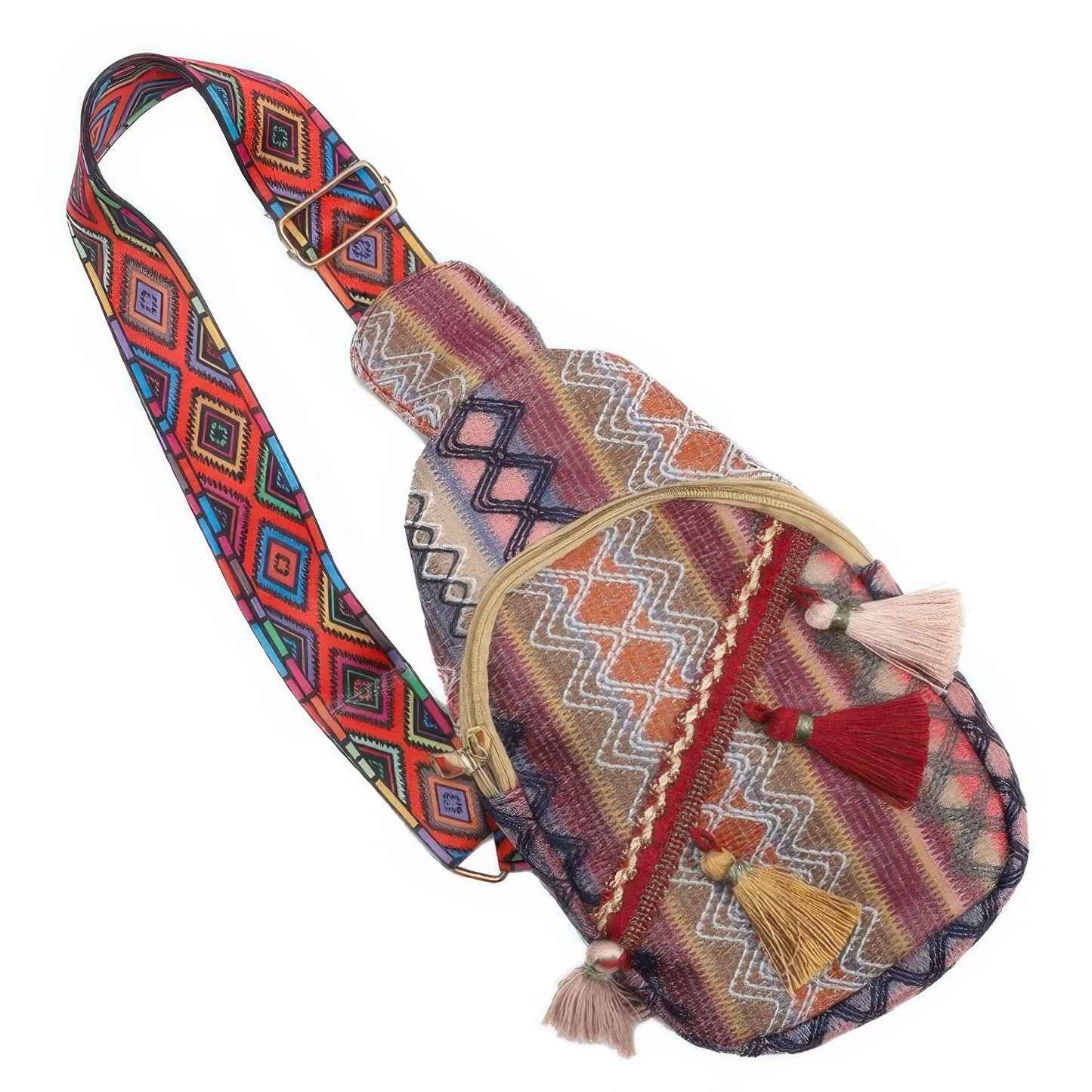 Platted Grassroot Crossbody Bag With Tassel