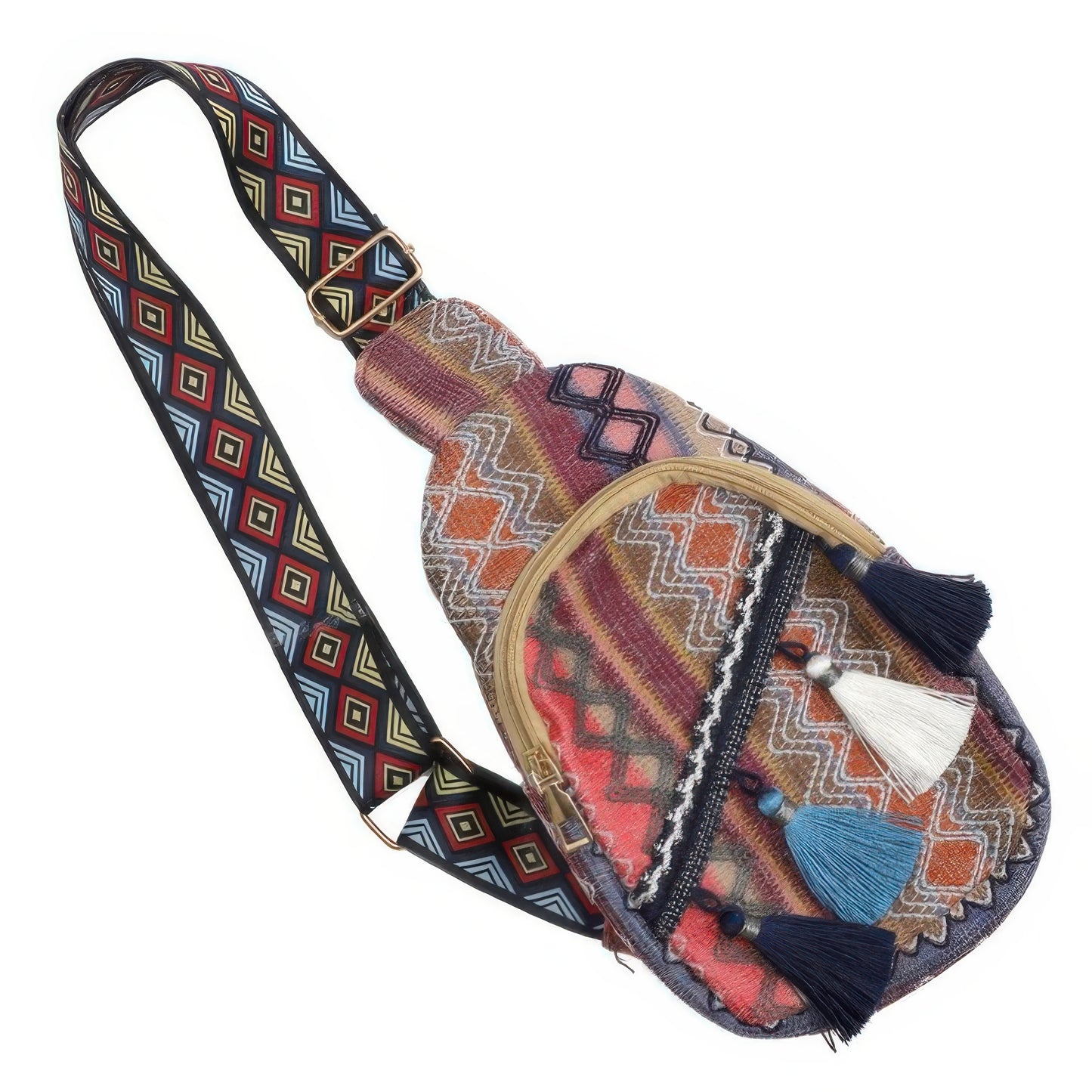 Platted Grassroot Crossbody Bag With Tassel