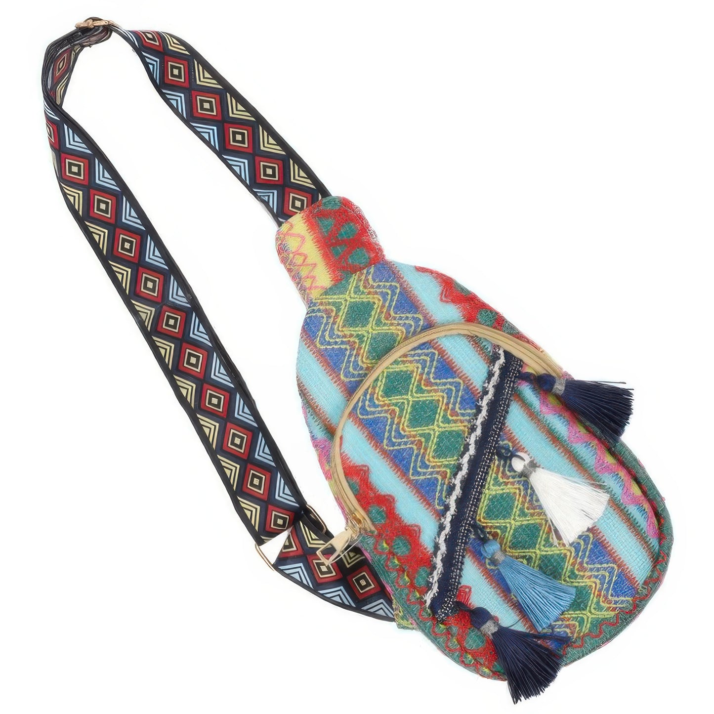 Platted Grassroot Crossbody Bag With Tassel
