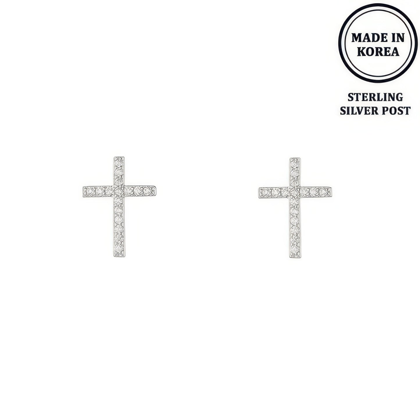 Flash-plated Crystal Pave Cross Earrings