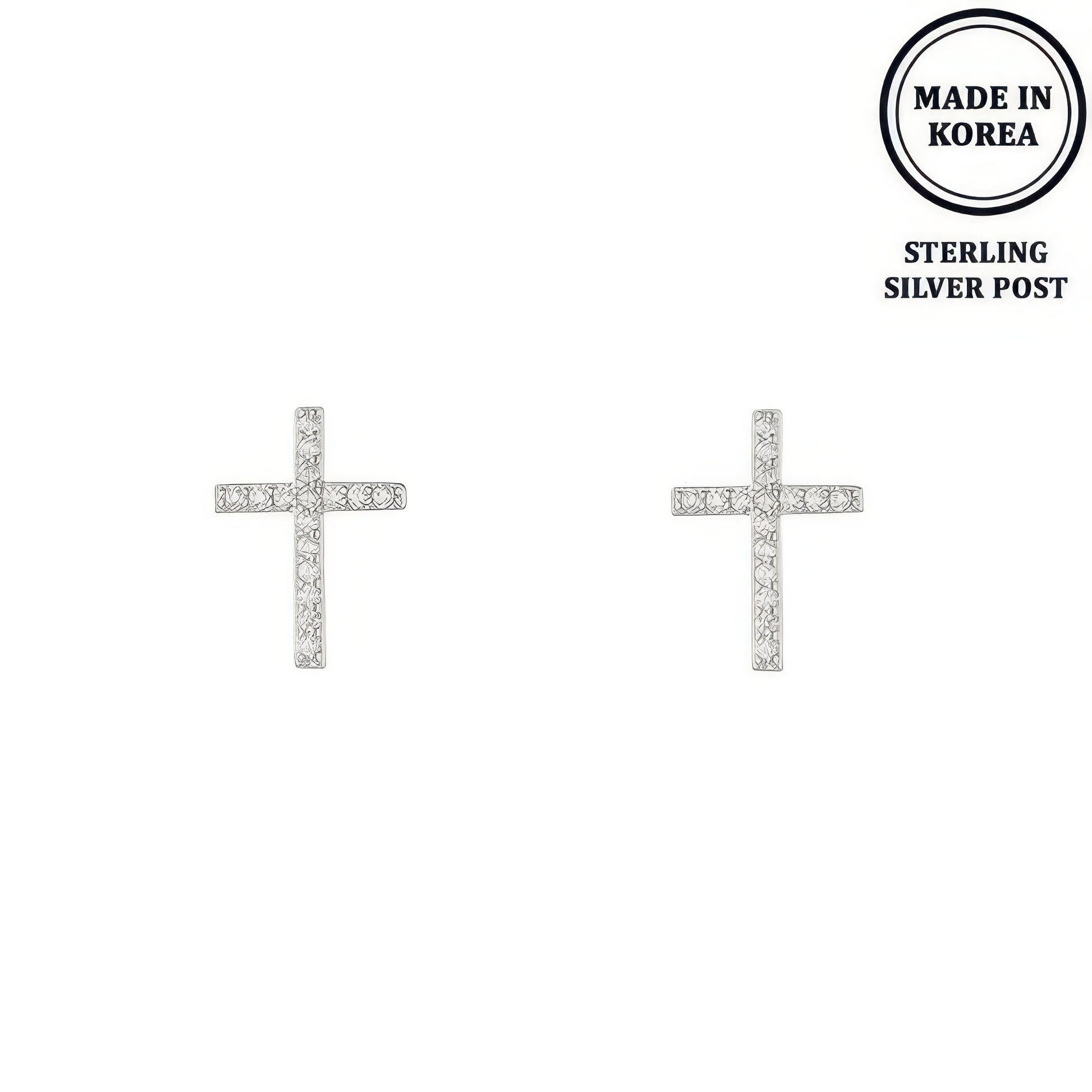 Flash-plated Crystal Pave Cross Earrings