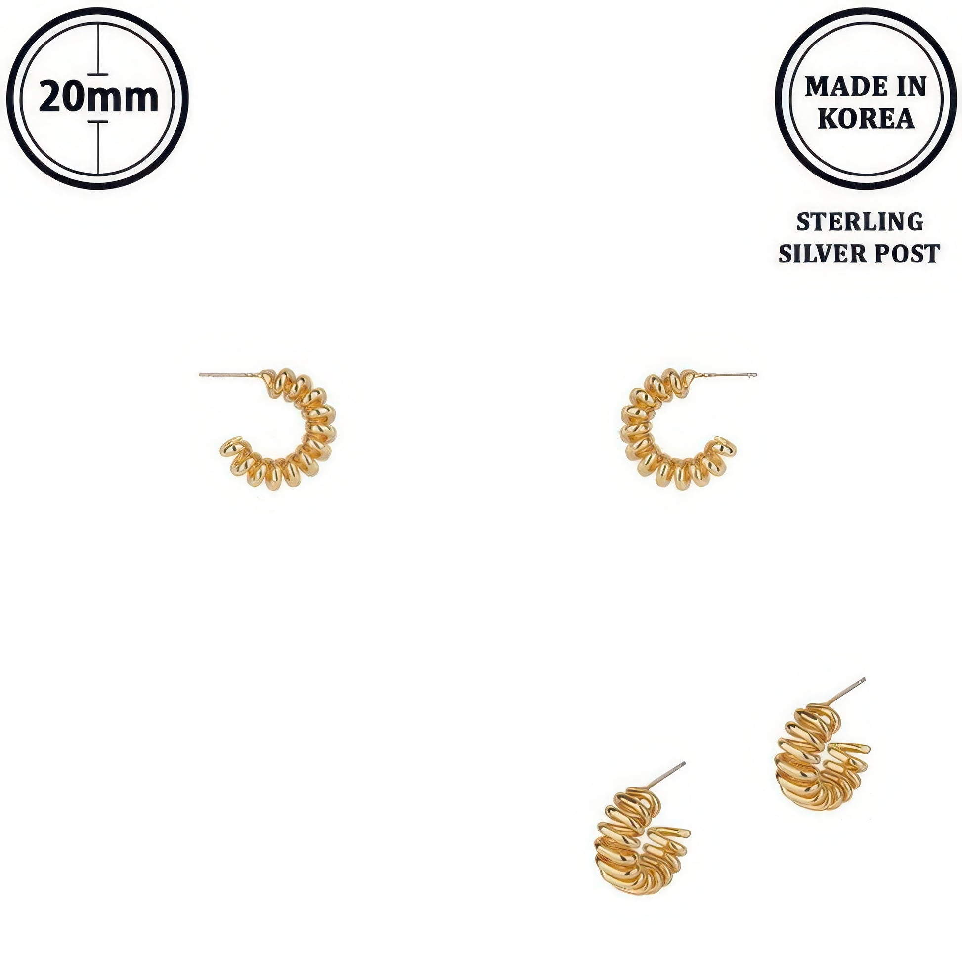 Flash-plated Ribbed Huggie Hoop Earrings