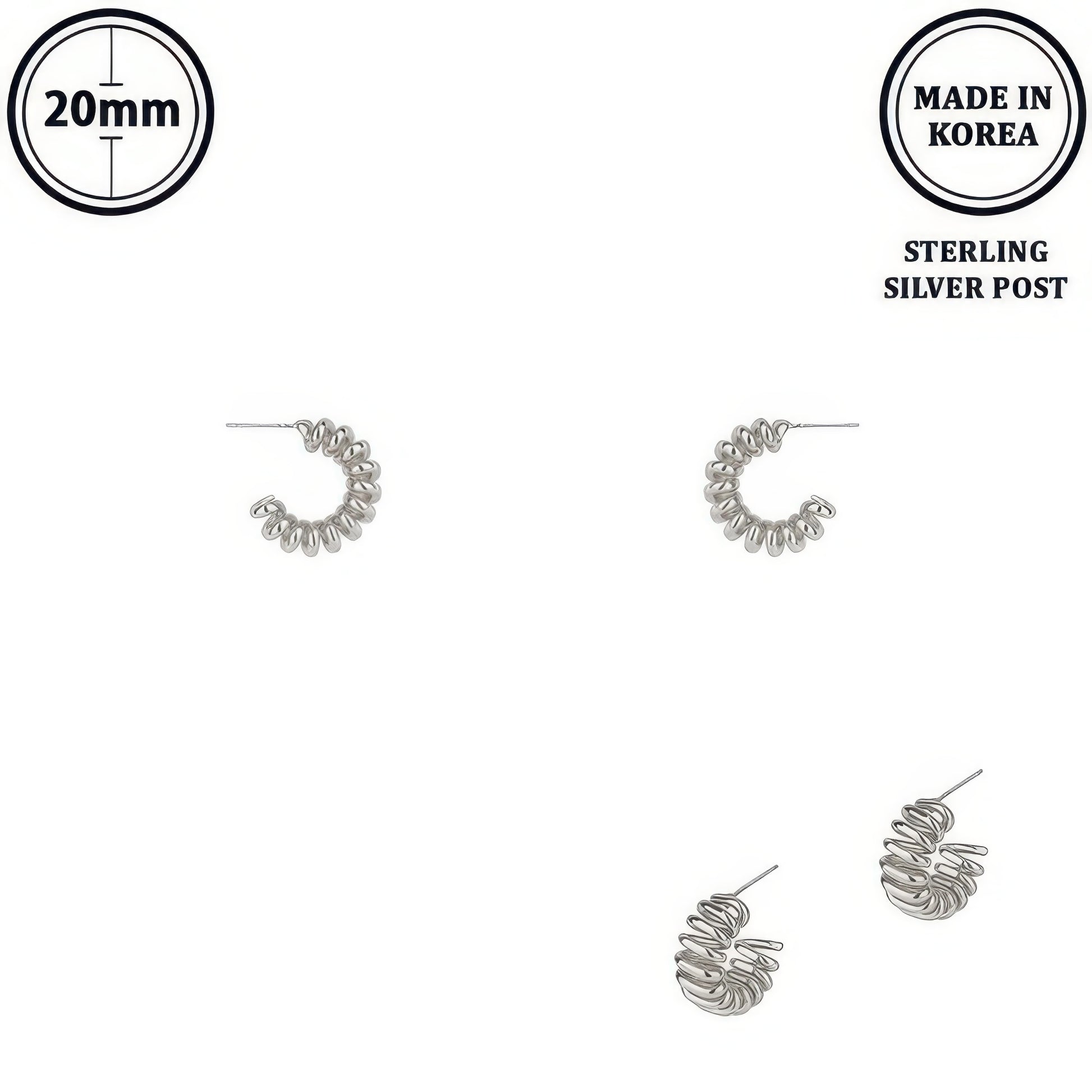 Flash-plated Ribbed Huggie Hoop Earrings