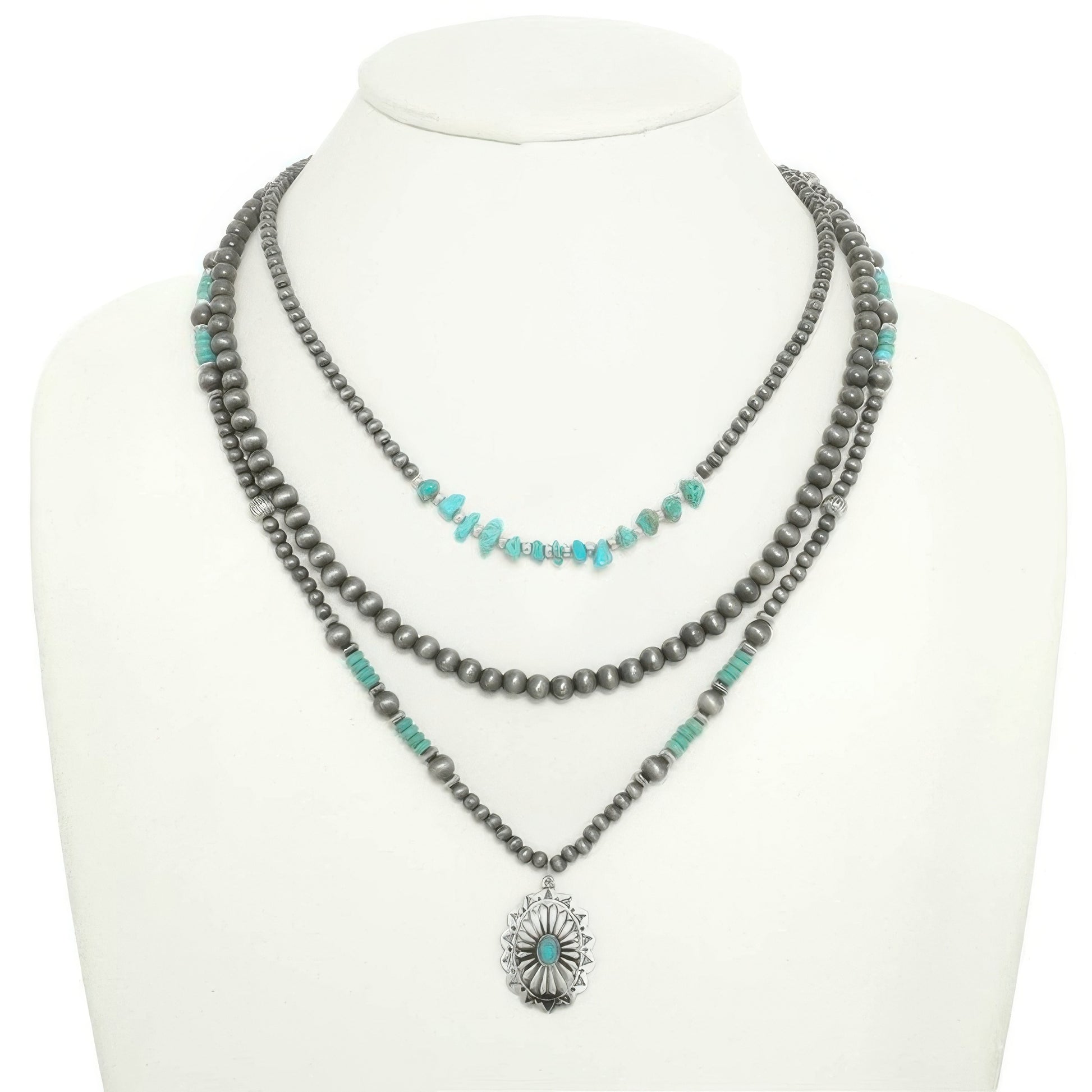 Western Floral Pendant Necklace Set