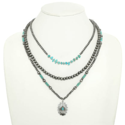 Western Floral Pendant Necklace Set