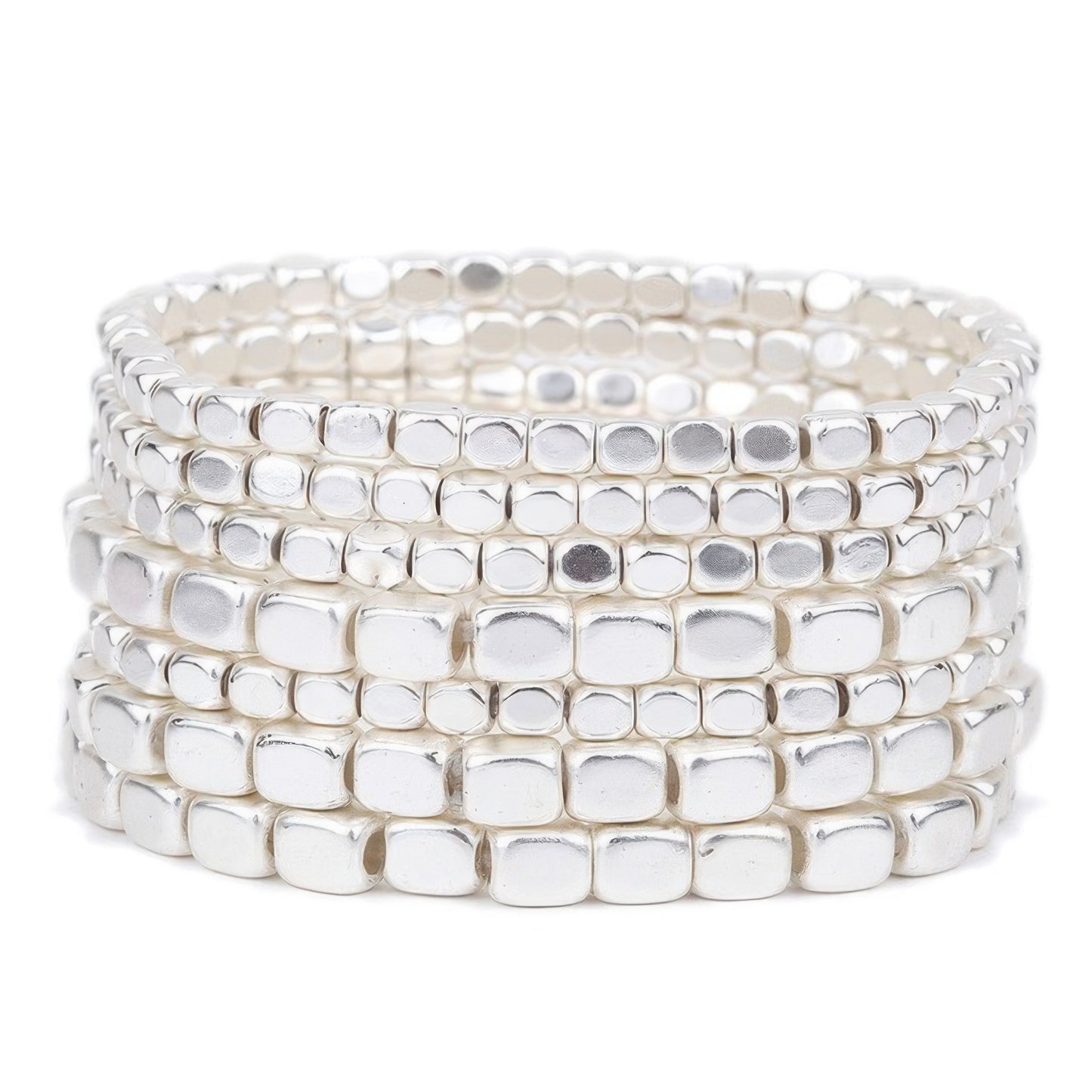 Metallic Cube Bead Bracelet Set