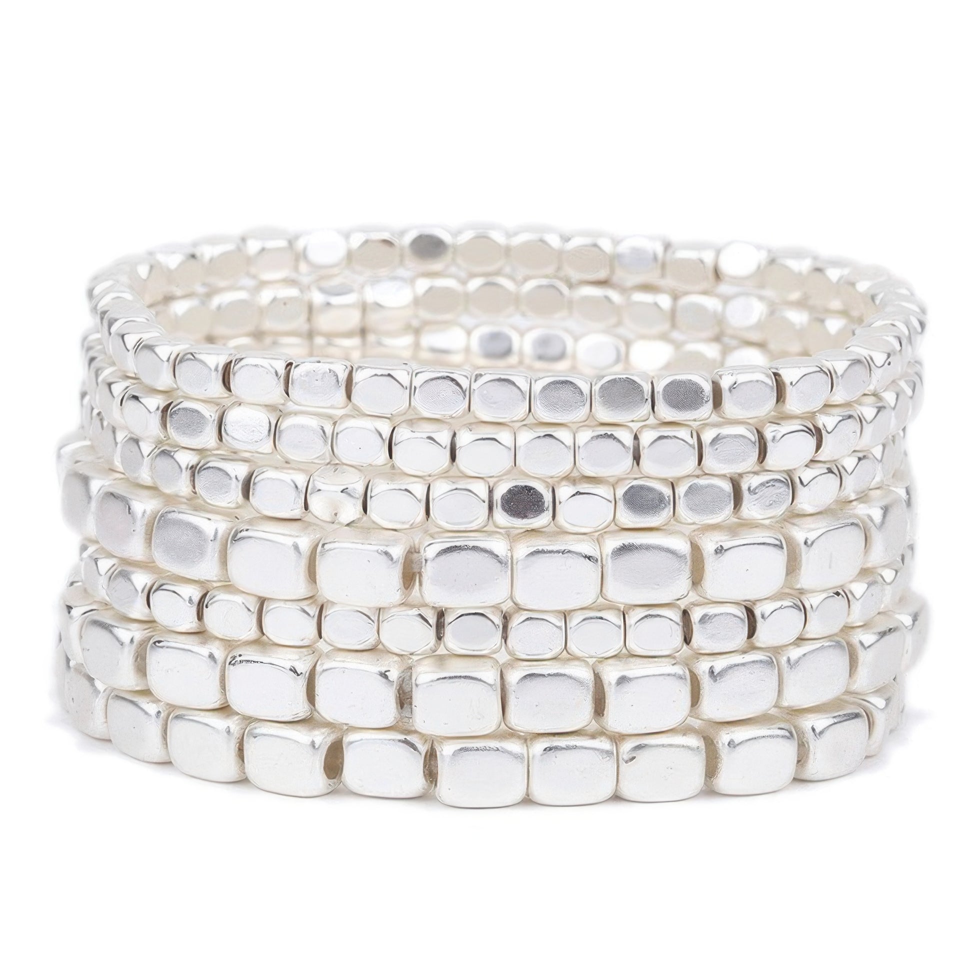 Metallic Cube Bead Bracelet Set