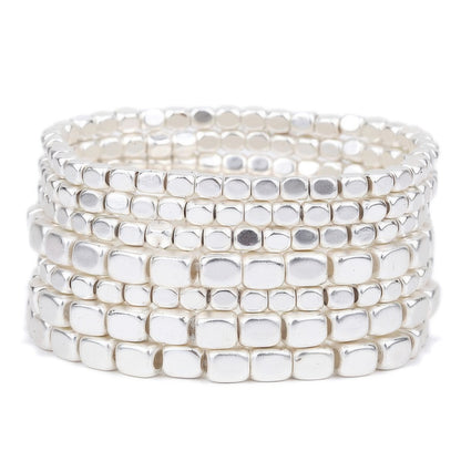 Metallic Cube Bead Bracelet Set