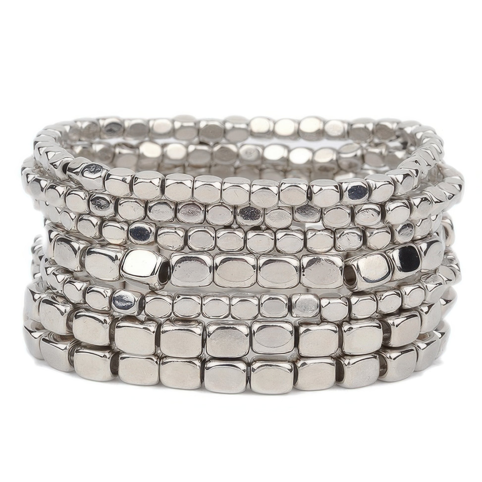 Metallic Cube Bead Bracelet Set