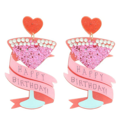 Happy Birthday Post Dangle Earrings