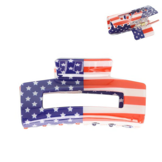 American Flag Theme Acrylic Hair Claw Clip