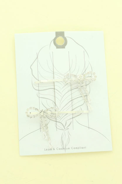 2-pack Crystal Embellished Bow Hair Pin Set