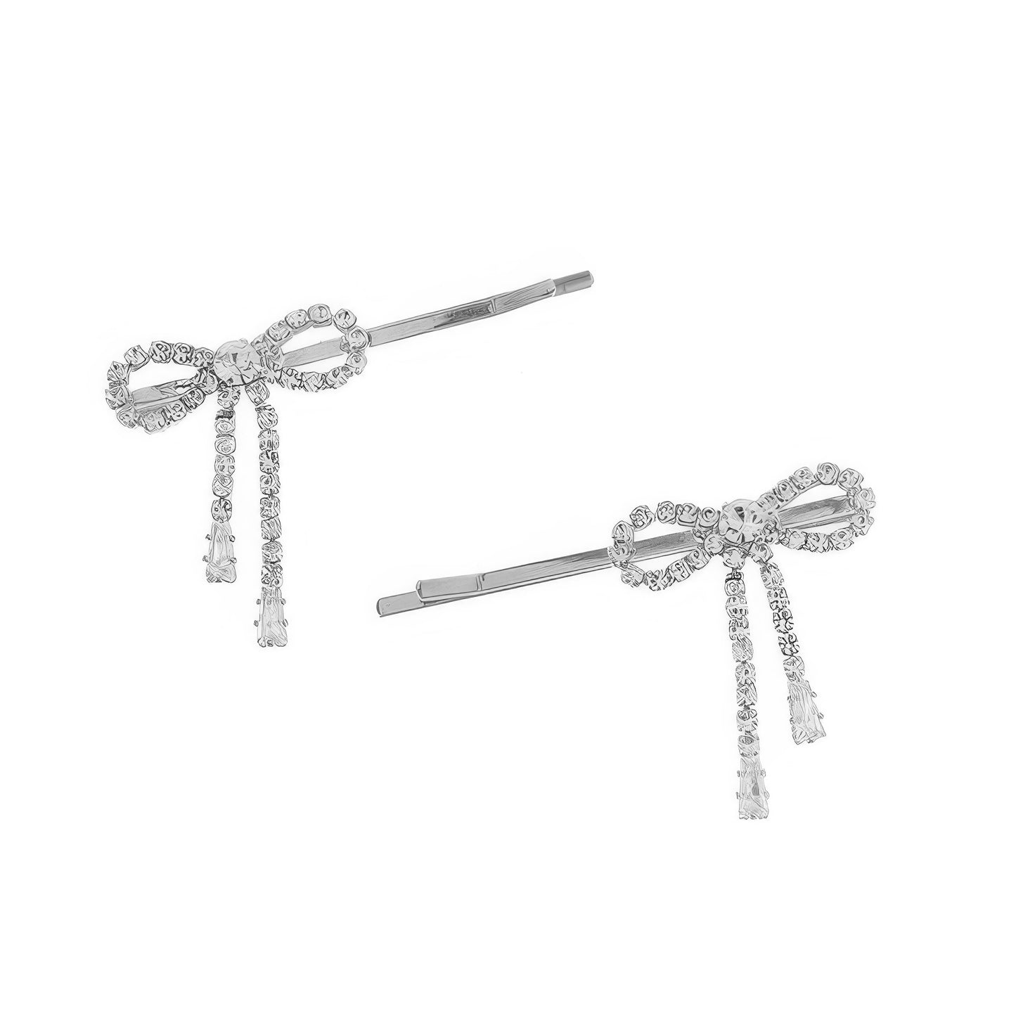 2-pack Crystal Embellished Bow Hair Pin Set