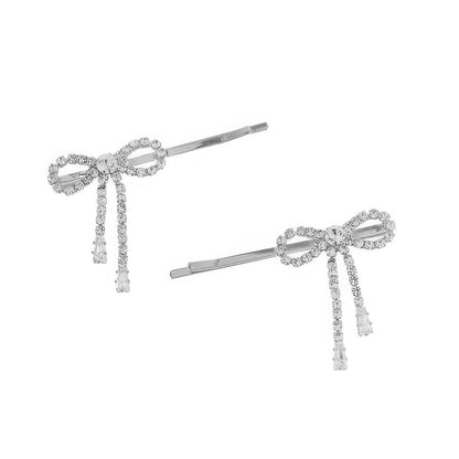 2-pack Crystal Embellished Bow Hair Pin Set