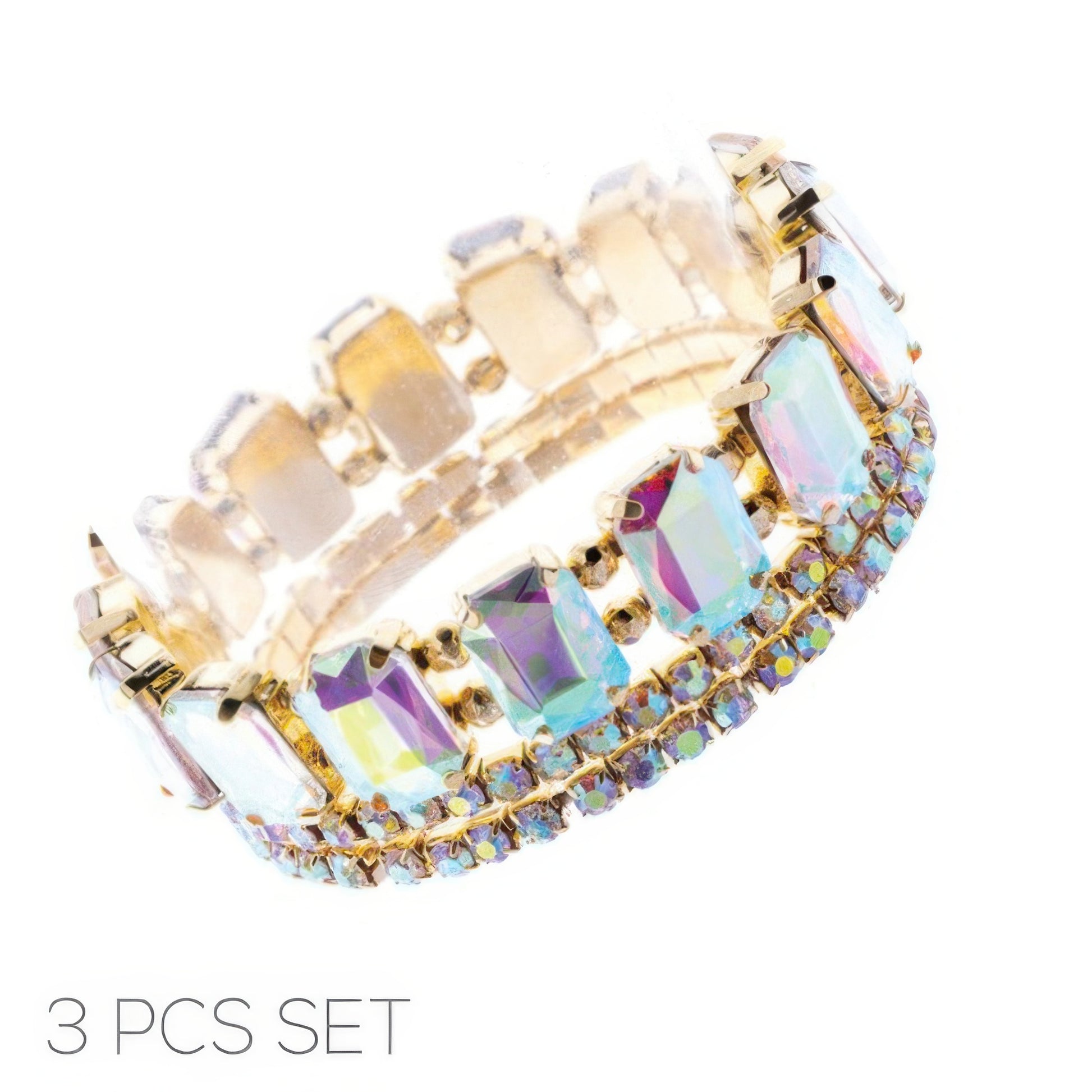 Multi-cut Prong-set Crystal Bracelet Set