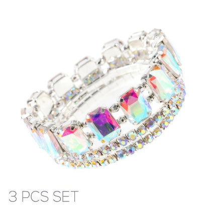 Multi-cut Prong-set Crystal Bracelet Set