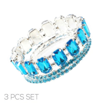 Multi-cut Prong-set Crystal Bracelet Set