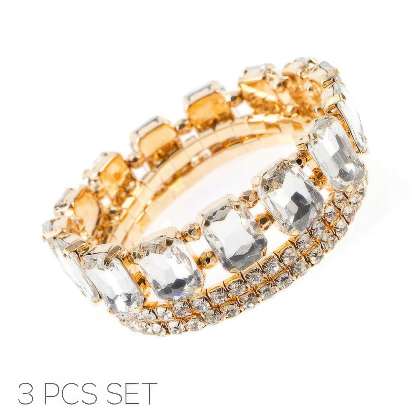 Multi-cut Prong-set Crystal Bracelet Set