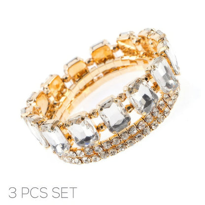 Multi-cut Prong-set Crystal Bracelet Set