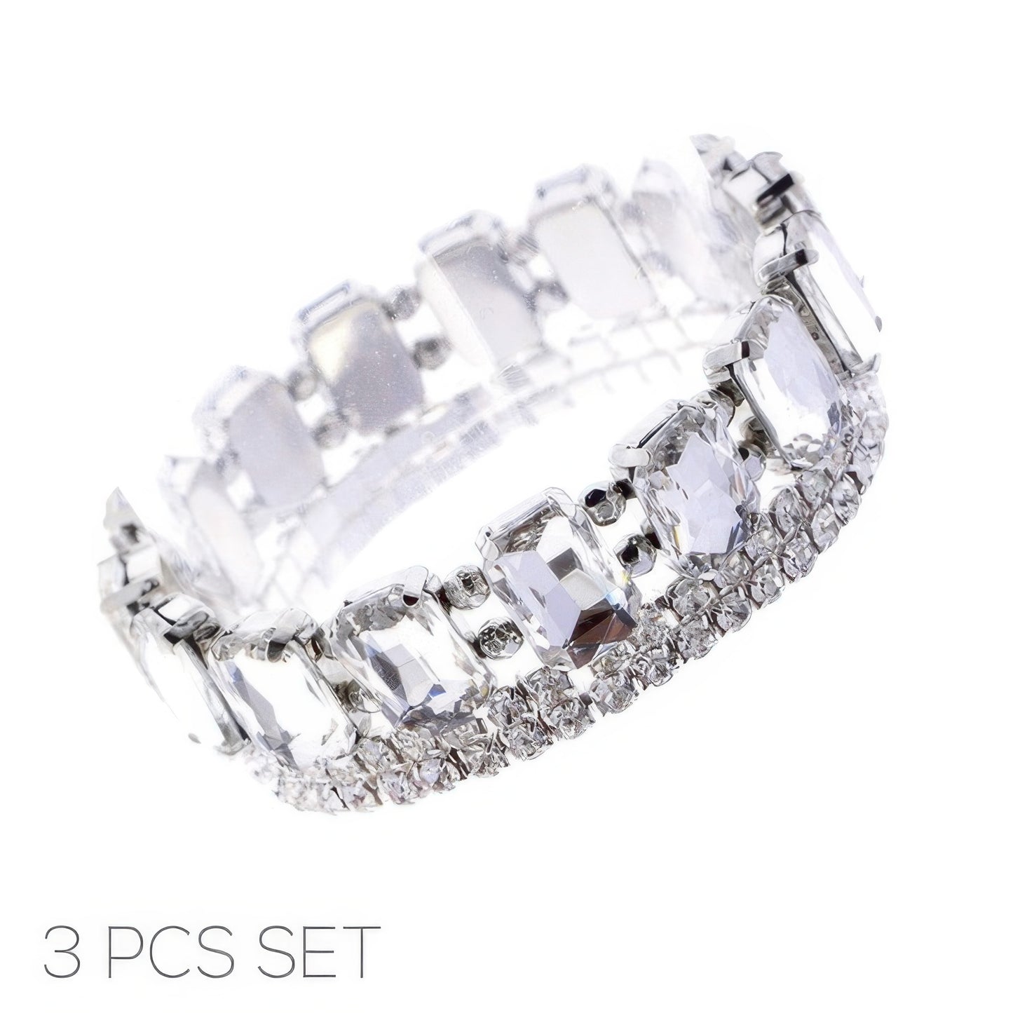 Multi-cut Prong-set Crystal Bracelet Set