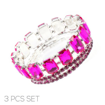 Multi-cut Prong-set Crystal Bracelet Set