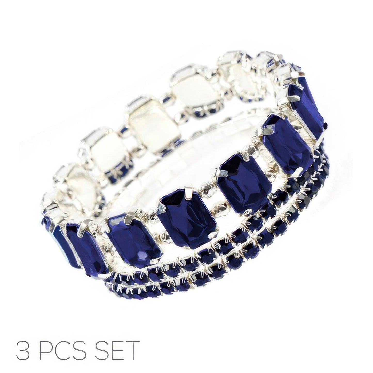Multi-cut Prong-set Crystal Bracelet Set