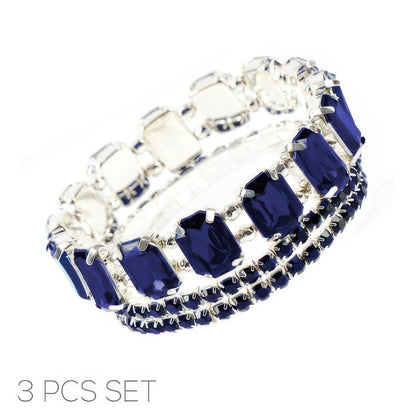 Multi-cut Prong-set Crystal Bracelet Set