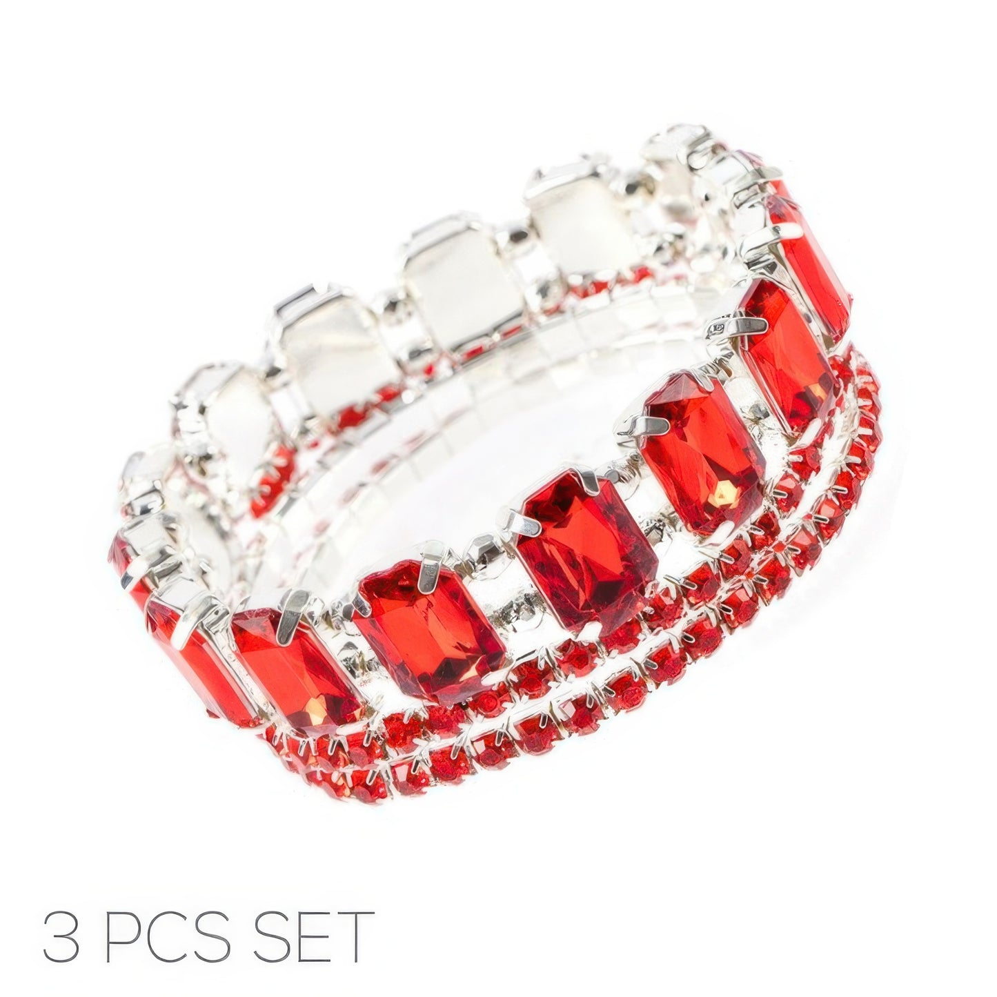 Multi-cut Prong-set Crystal Bracelet Set