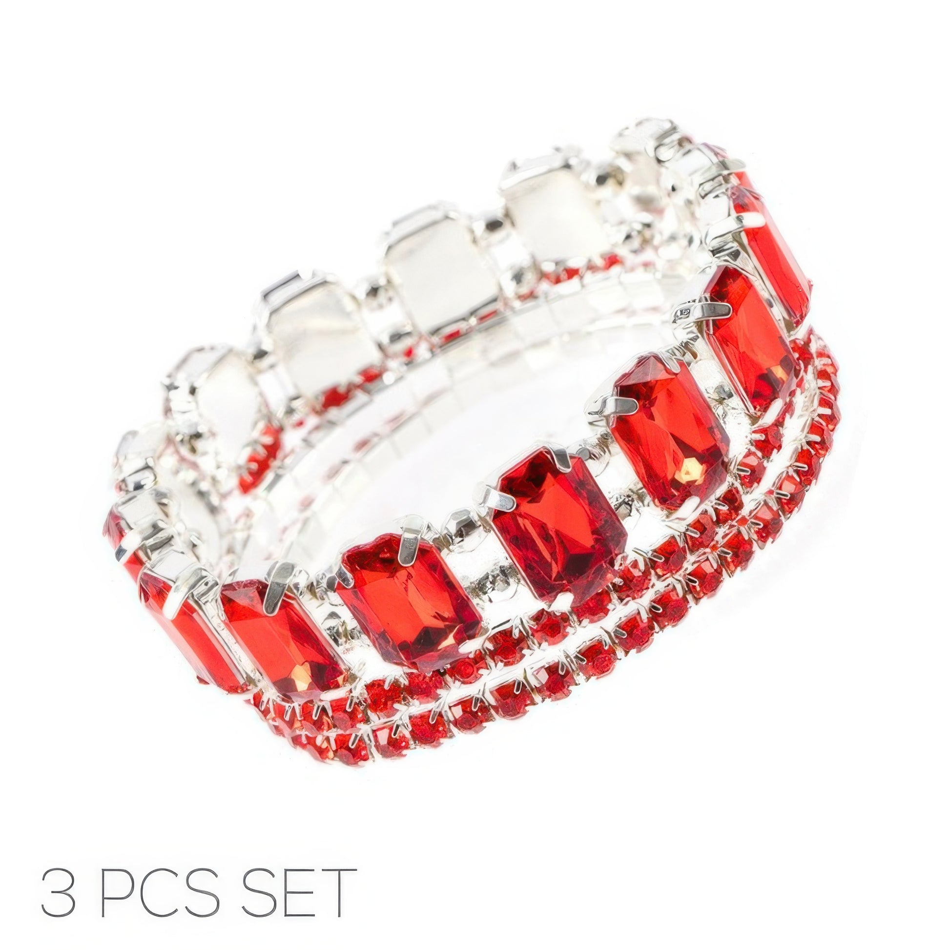Multi-cut Prong-set Crystal Bracelet Set