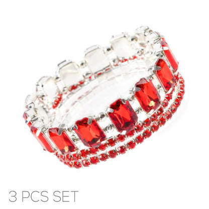 Multi-cut Prong-set Crystal Bracelet Set
