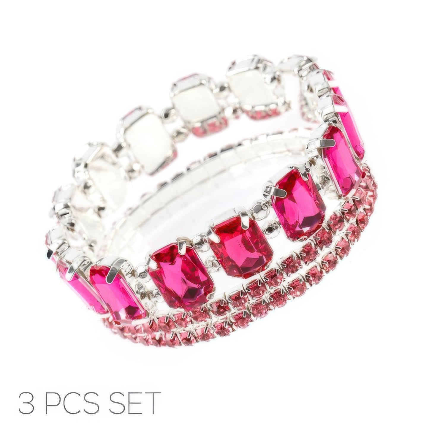 Multi-cut Prong-set Crystal Bracelet Set