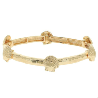 Scallop Shell Hammered Finish Stretch Bracelet