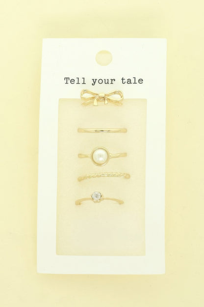 5pc Assorted Jeweled Stackable Ring Set