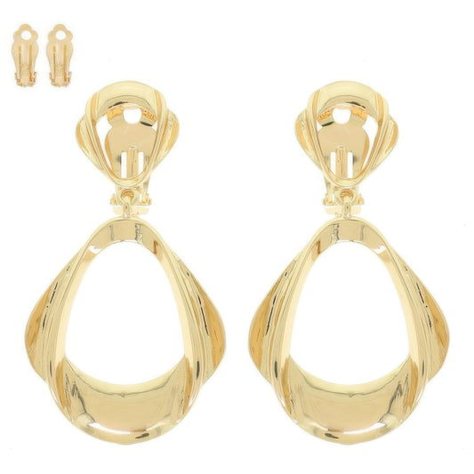 Metallic Pyriform Door Knocker Clip On Earrings