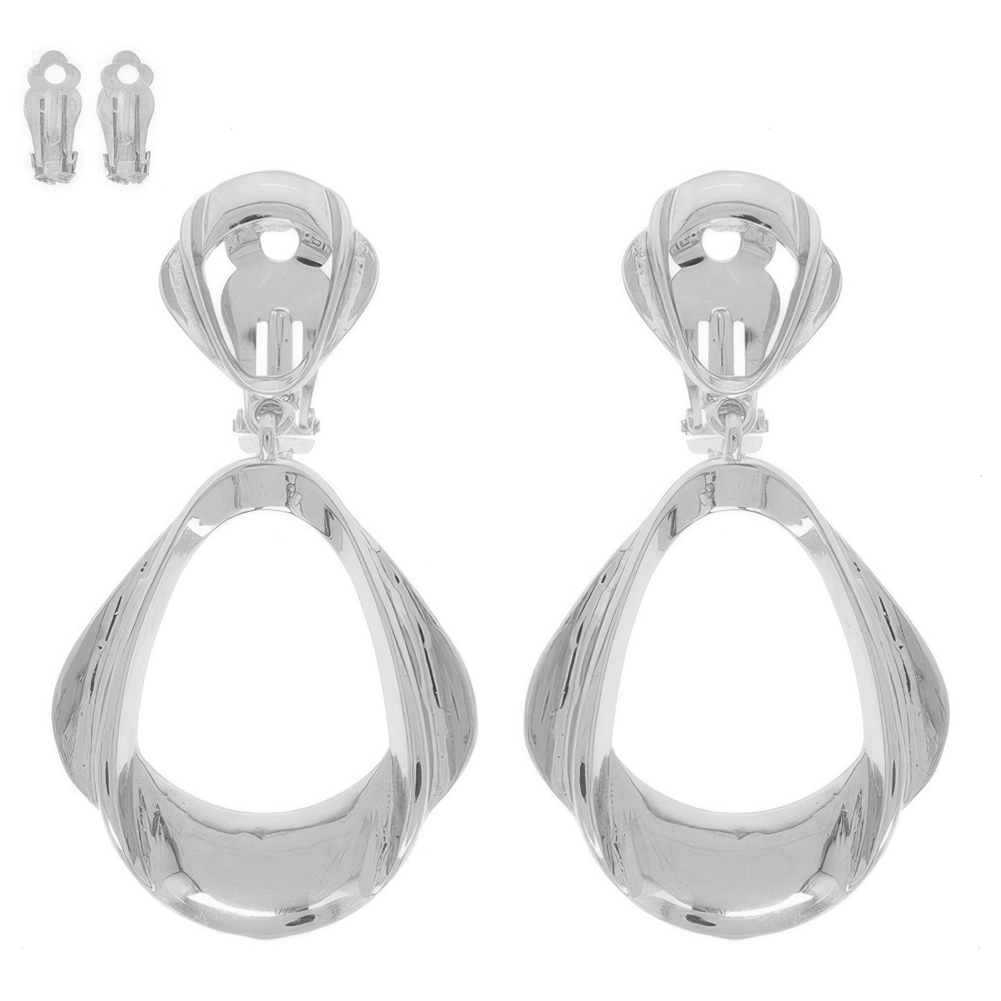 Metallic Pyriform Door Knocker Clip On Earrings